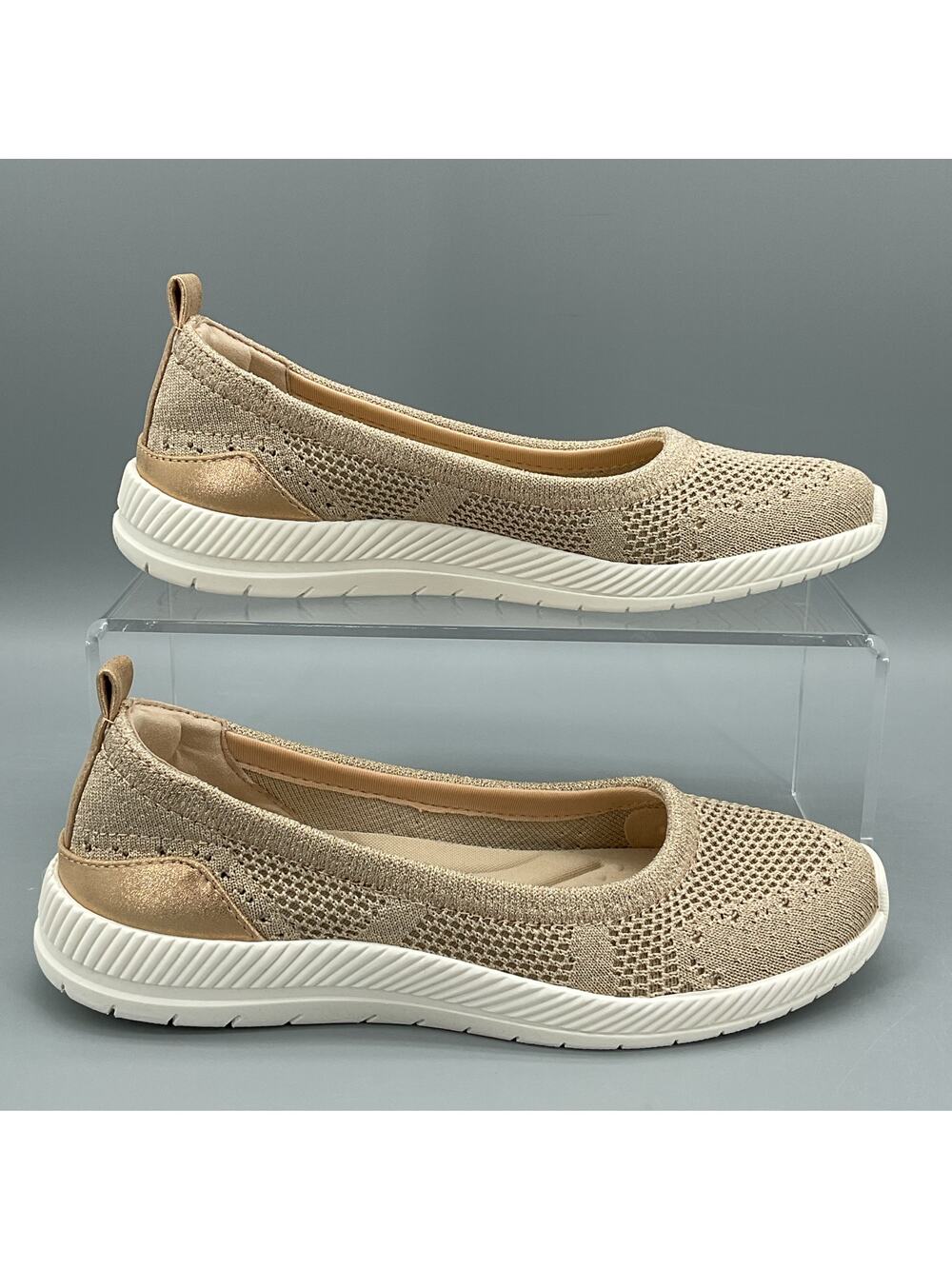 NEW Easy Spirit Women’s Glitz Slip on Flats Silver Gold 6.5M